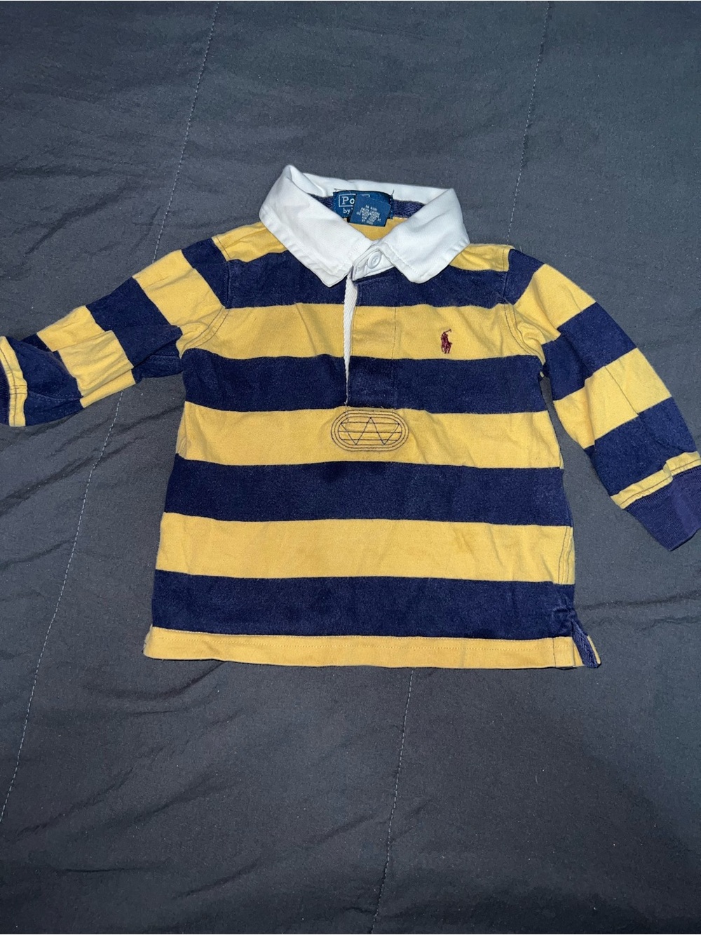 Polo by Ralph Lauren Boys' Yellow & Navy Striped Rugby Shirt and sweatshirt